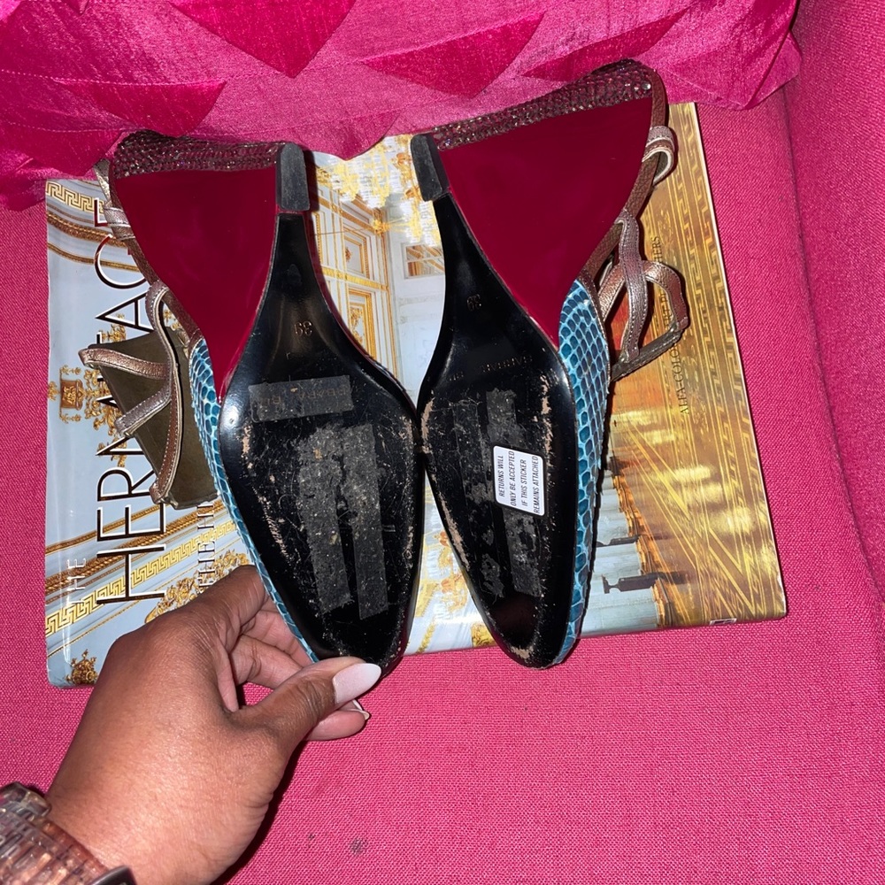 Vintage Barbara Bui Python And Rhinestone Wedge - image 4